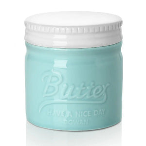 Light Blue Butter Crock with Lid - Set of 1 - Bakeware