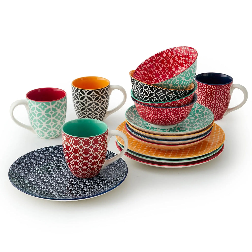 Vibrant Joy Colorful Ceramic Dinnerware Set - Set of 16