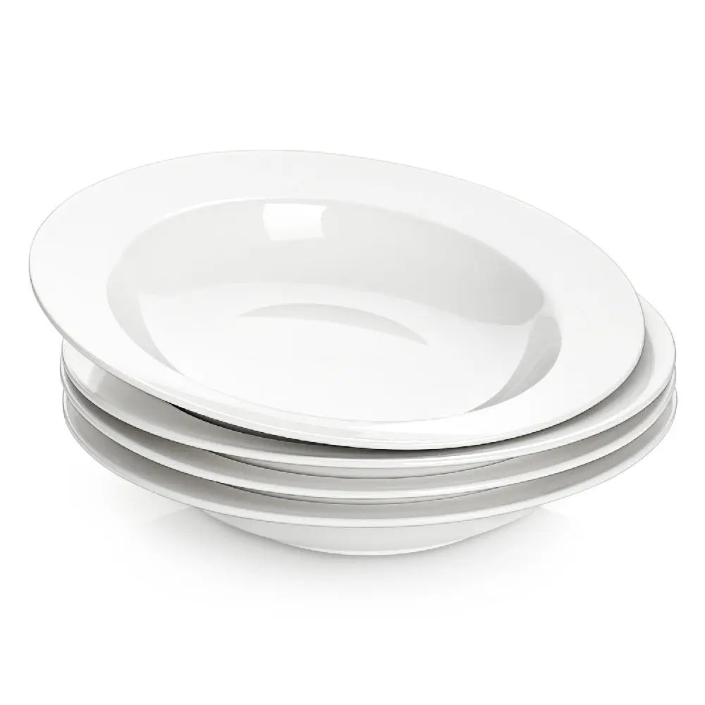 White Wide Rim Serving Bowls for Wedding Family Dowan®