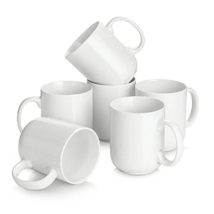 Wedding White Porcelain Coffee Mugs - Set of 6 - Drinkware