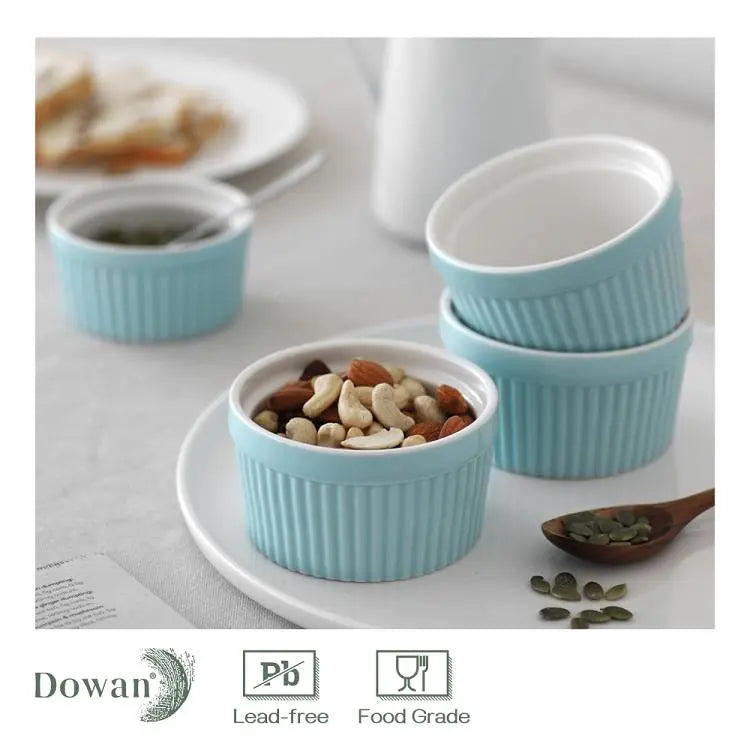 Ceramic Ramekin Bowls Set of 6 - 8 Oz Turquoise.