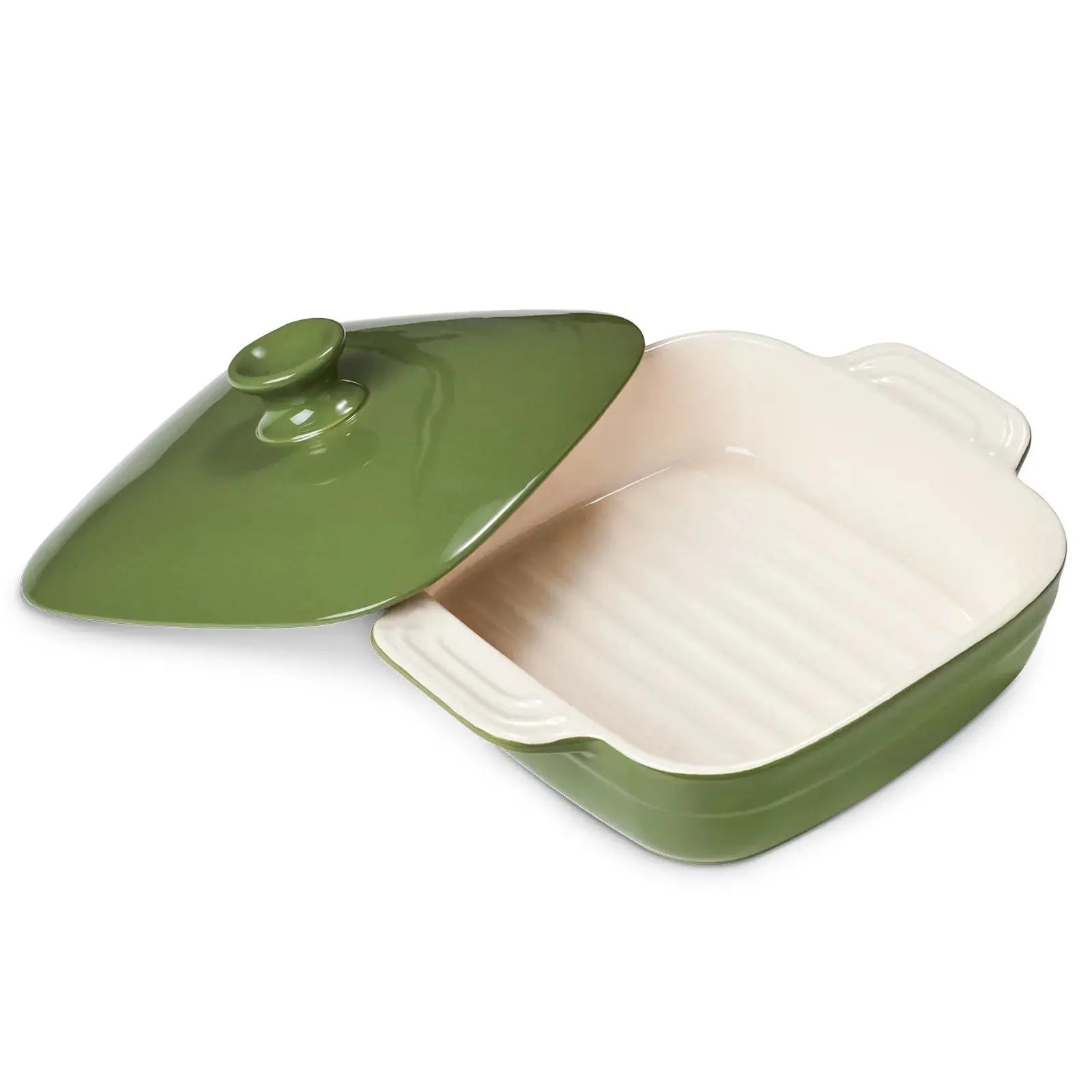 Green Square Ceramic Baking Dish with Lid Dowan® - Main Image