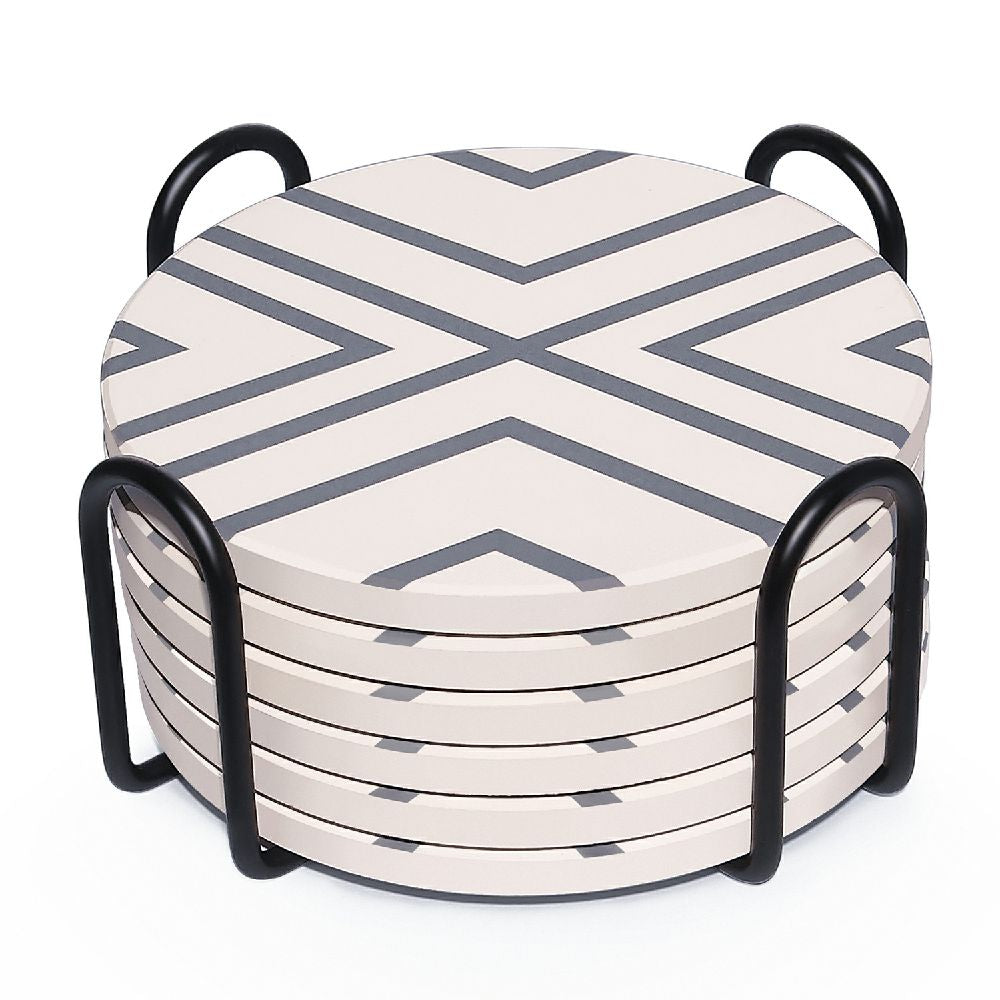 Grey Lines Drink Coasters - Set of 6