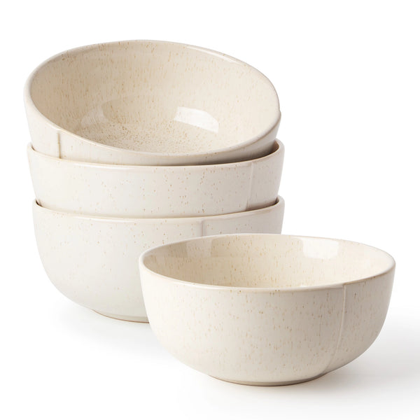 Embossed Sesame Glaze Soup Bowls - Set of 4