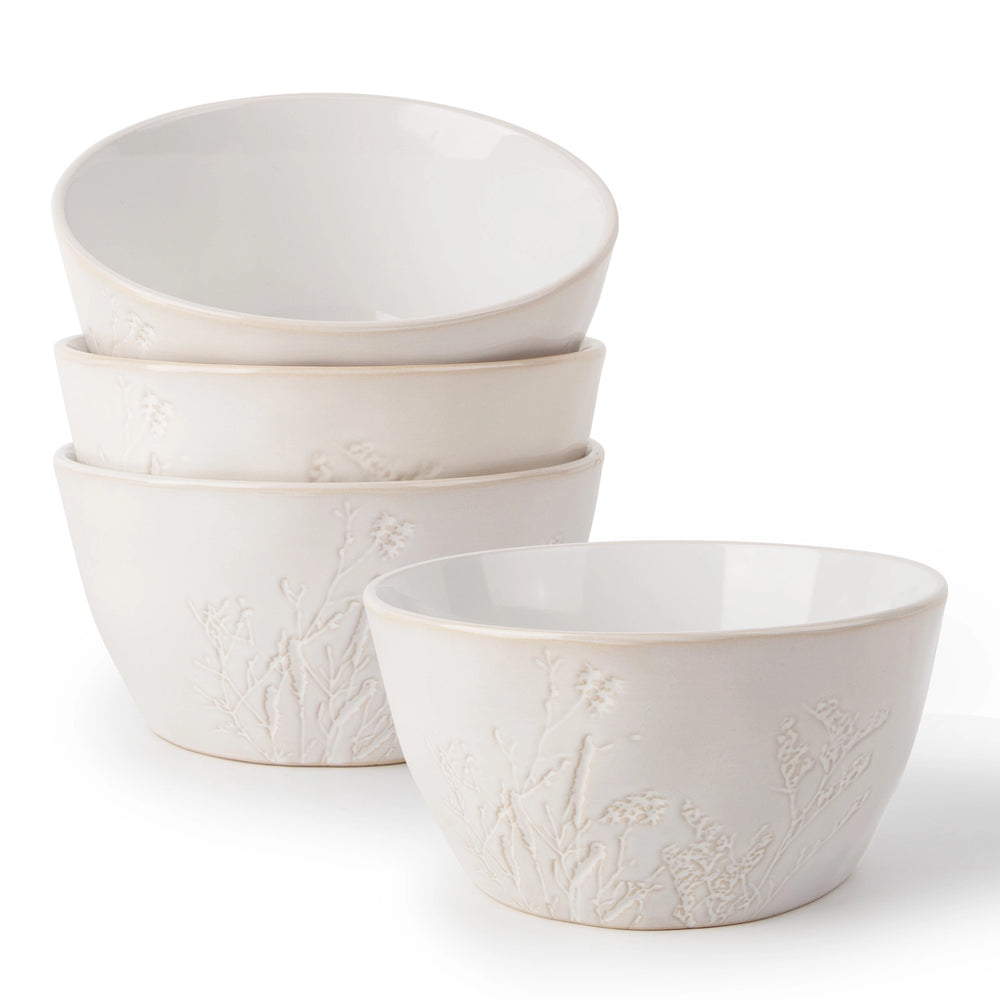 Beige Botanical Soup Bowls - Set of 4
