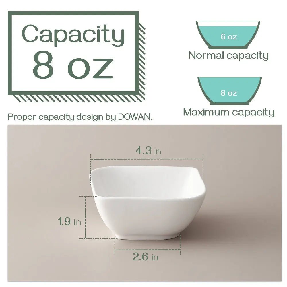 Wedding White Porcelain Square Ramekin Bowls - Set of 6 - Bakeware