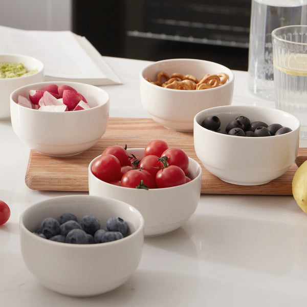 Wedding White Porcelain Cereal Bowls - Set of 6