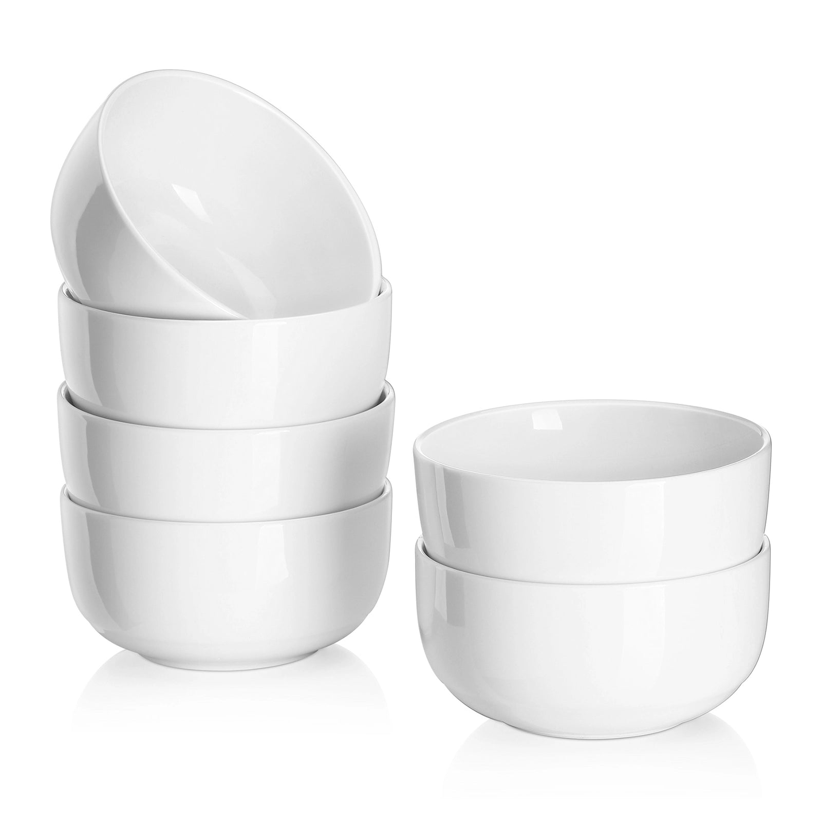 Wedding White Porcelain Cereal Bowls - Set of 6