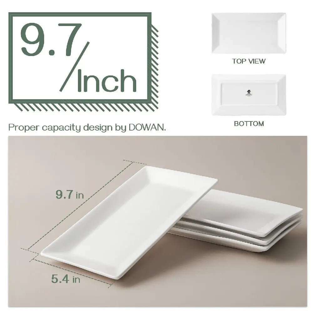 Wedding White Porcelain Dinner Platters - Set of 4 - Dinnerware
