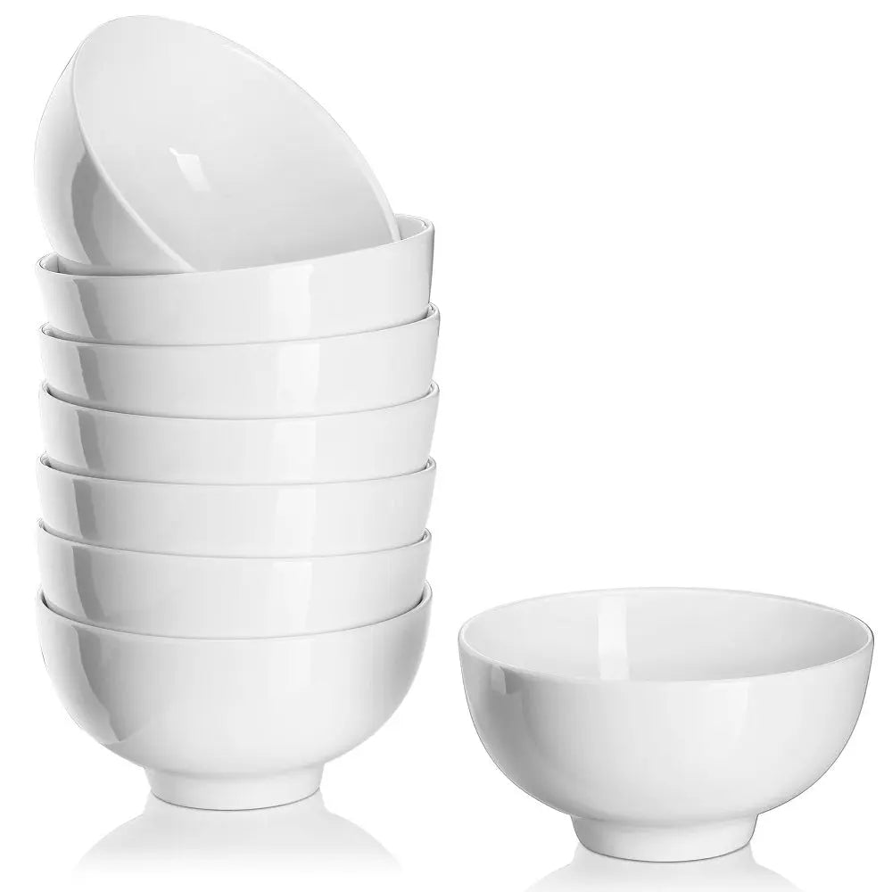Wedding White Porcelain Small Cereal Bowls - Set of 8