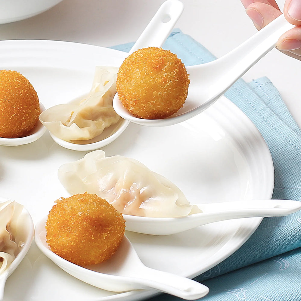 Wedding White Porcelain Soup Spoons - Set of 12