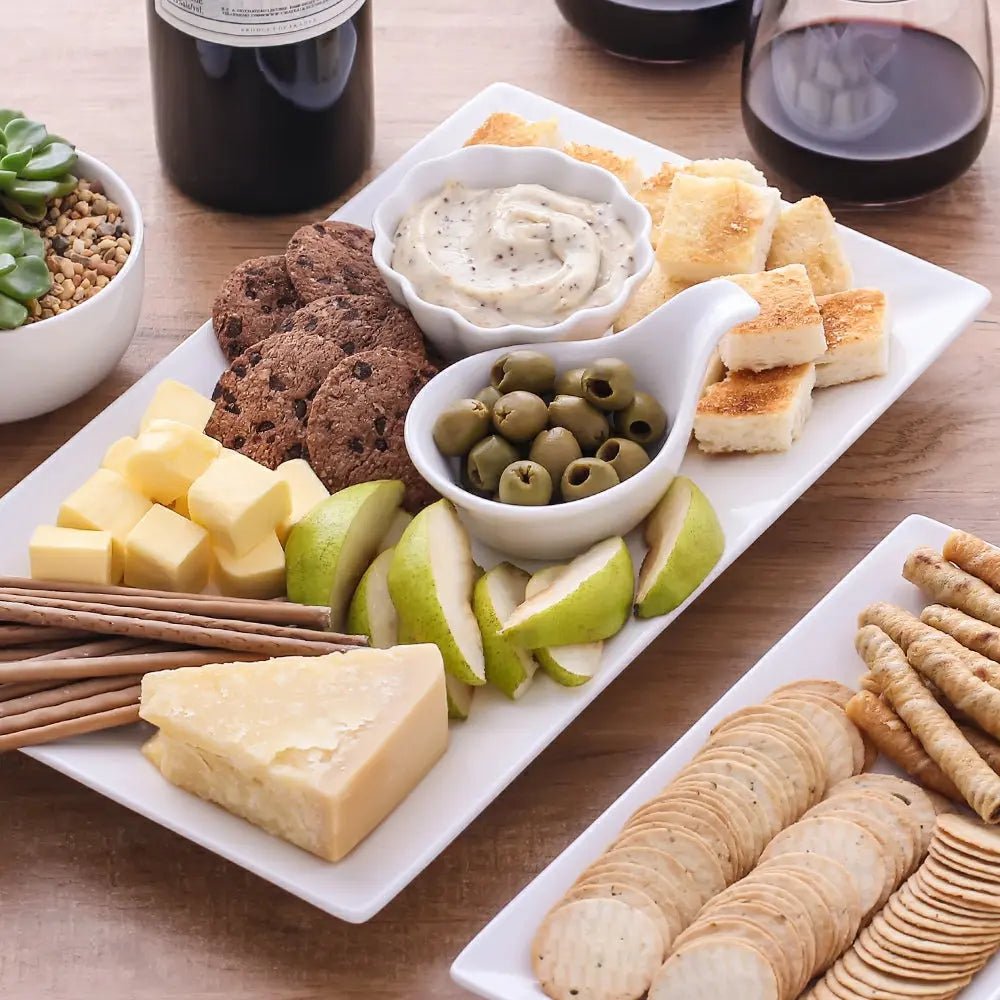 Wedding White Rectangular Dinner Platters - Set of 3 - Thumbnail 2