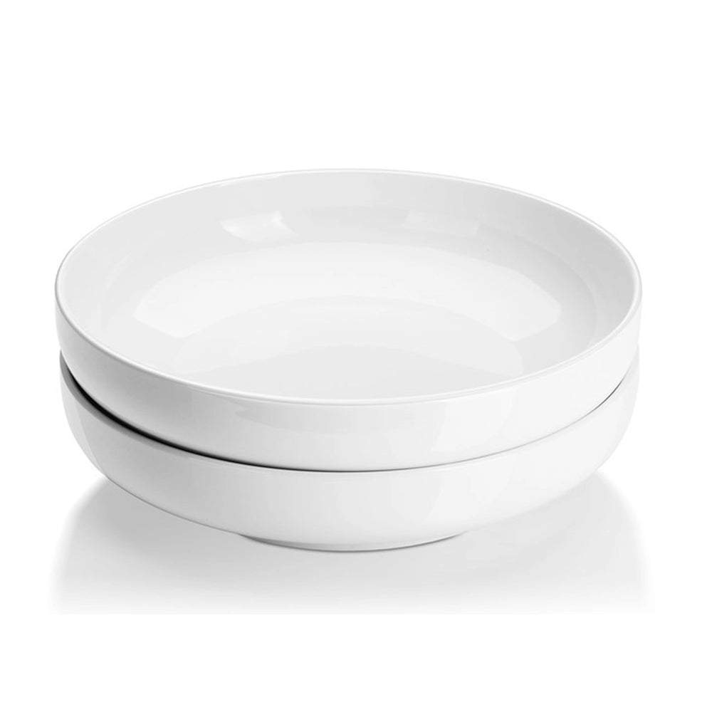 Wedding White Porcelain Large Pasta Bowls - Set of 2
