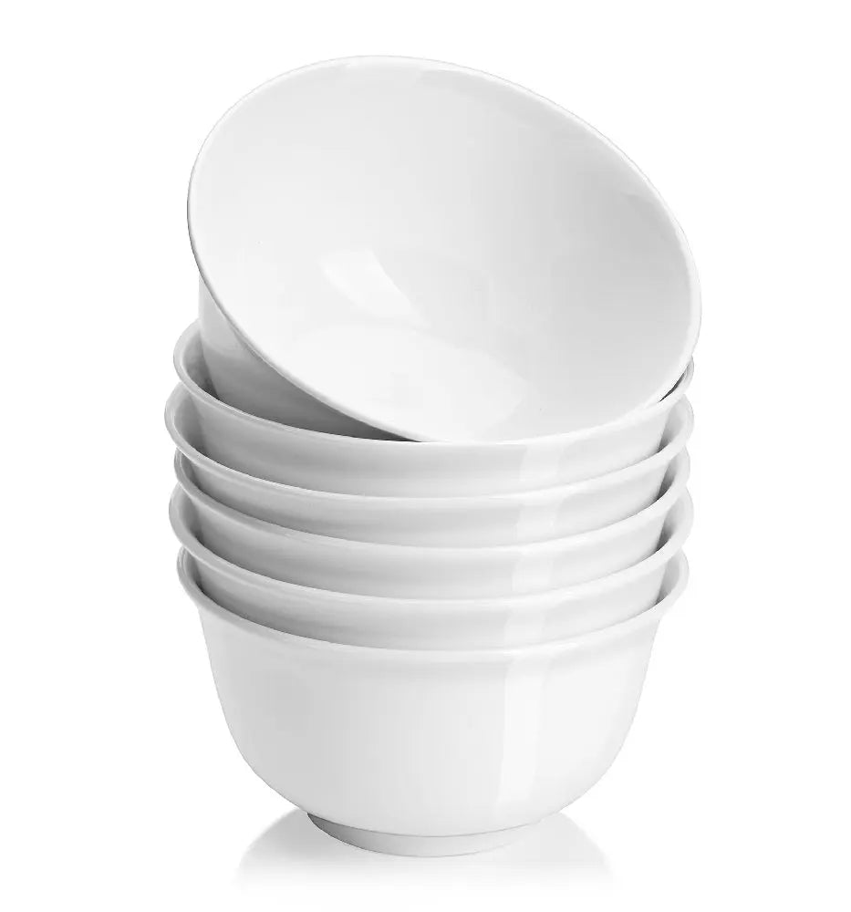 Wedding White Porcelain Deep Cereal Bowls - Set of 6