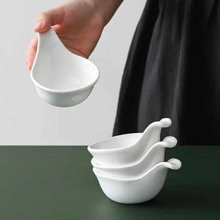 Porcelain Dipping Bowls with Handles - Set of 6 - Thumbnail 4