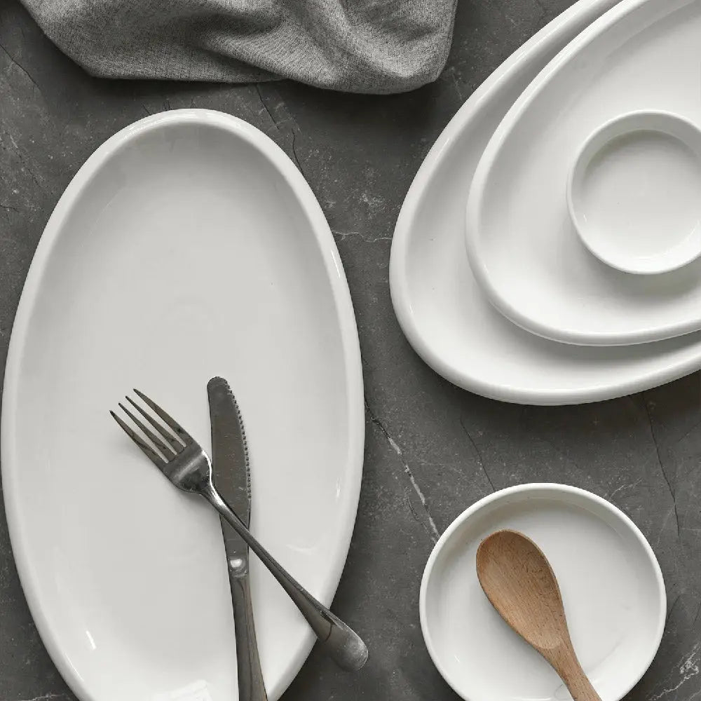 Oval Ceramic Platter - Set of 2 - Dinnerware