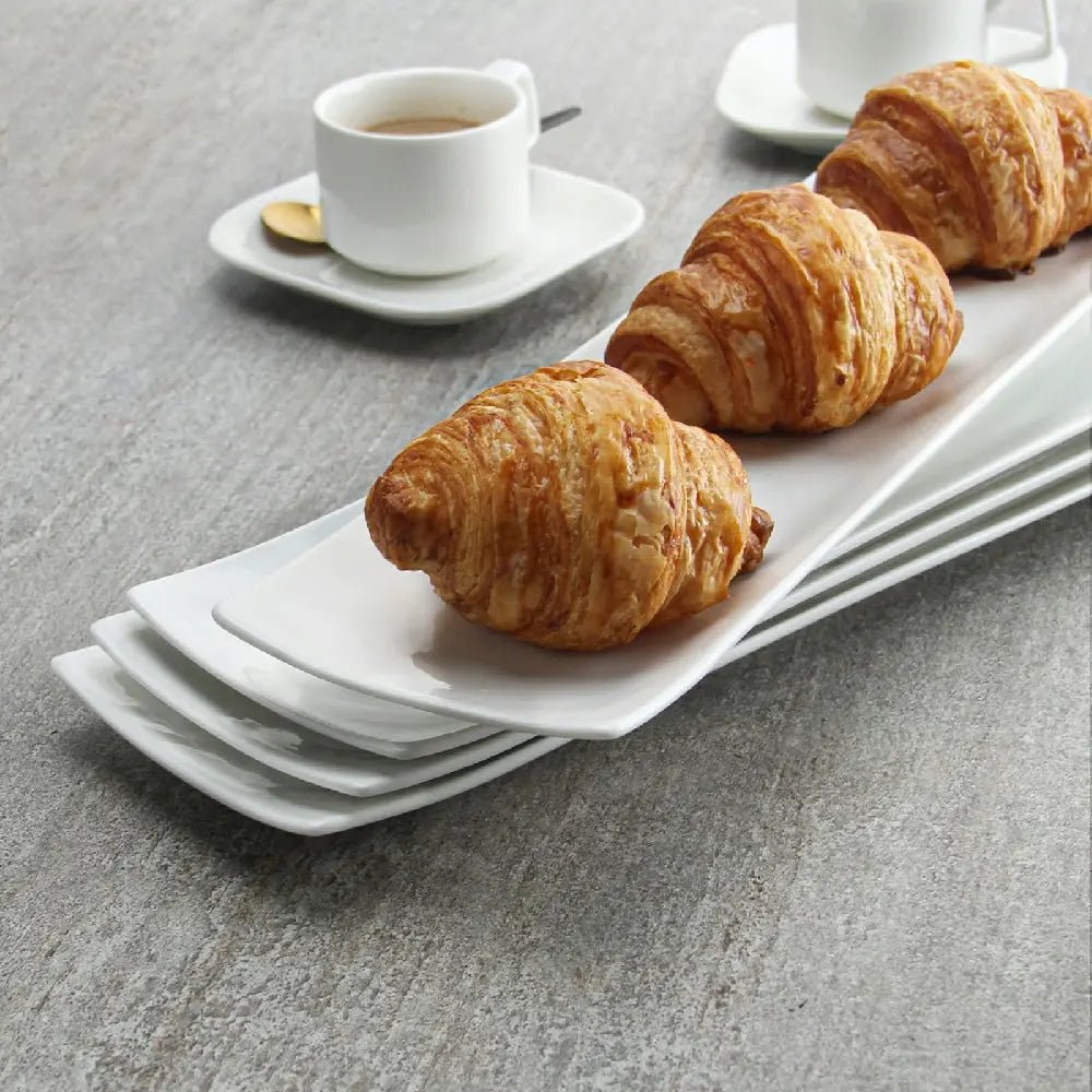 Wedding White Porcelain Long Rectangular Appetizer Plates - Set of 4 - Thumbnail 3