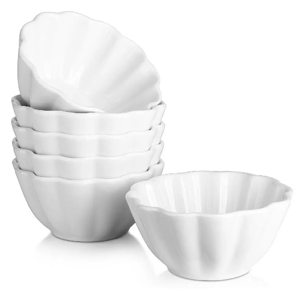 Wedding White Porcelain Ramekin Bowls - Set of 6