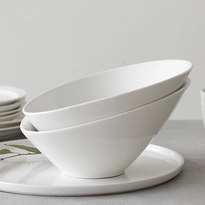 Wedding White Porcelain Large Salad Serving Bowls - Set of 2
