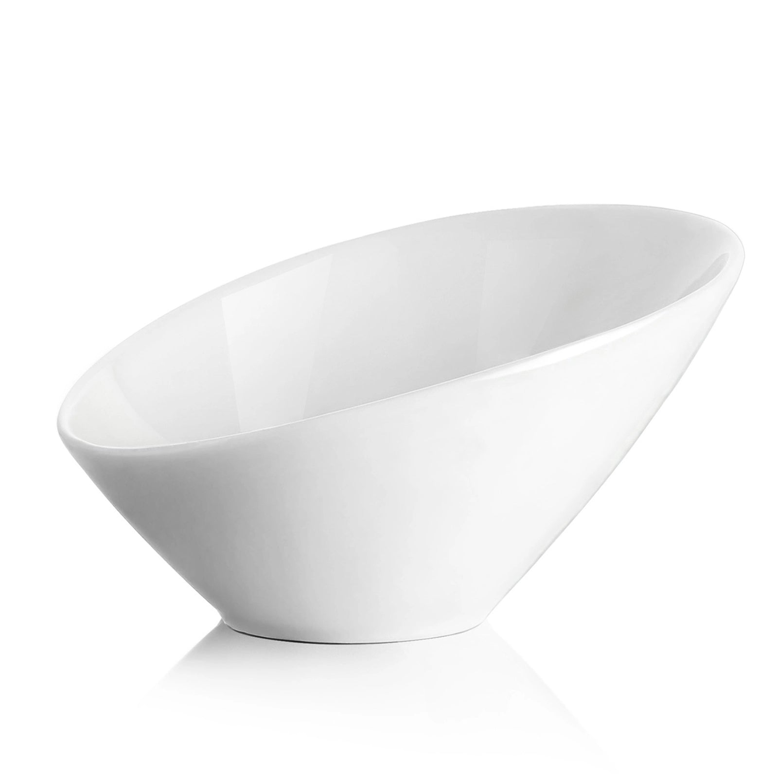 Wedding White Porcelain Slanted Salad Bowls - Set of 2 - Thumbnail 2