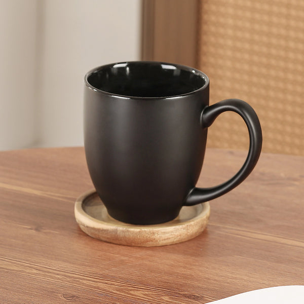Matte Black Porcelain Coffee Mugs - Set of 6