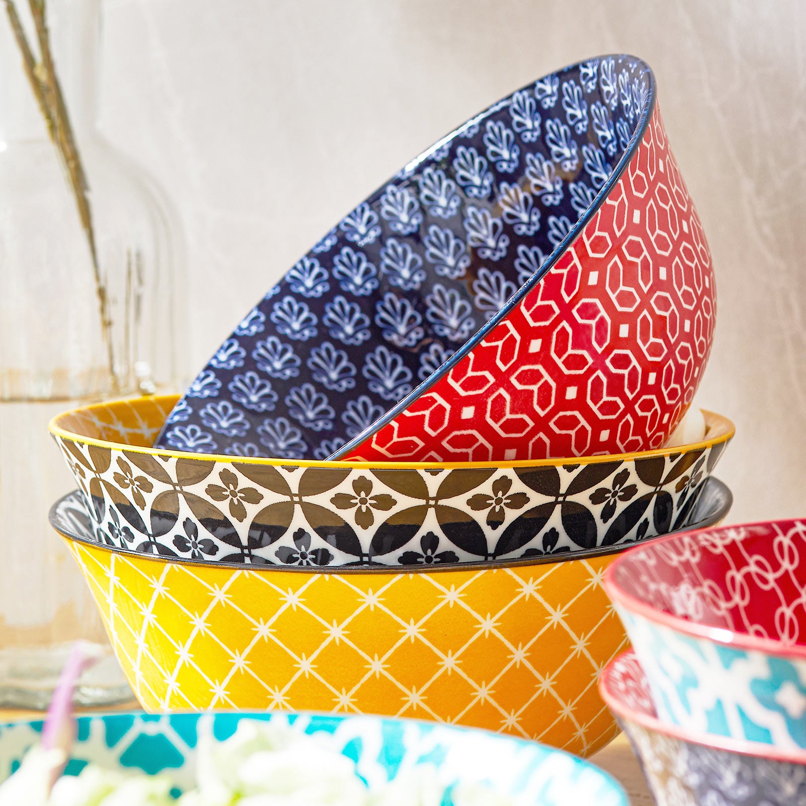 Vibrant Ceramic Soup Bowls (Size Options) - Set of 6