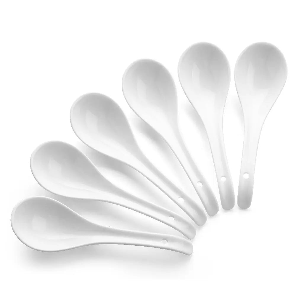 Wedding White Porcelain Soup Spoons - Set of 6 - Thumbnail 2
