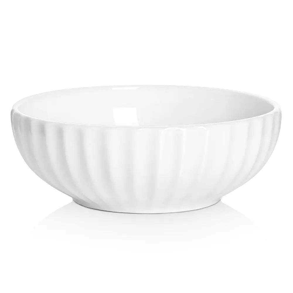 Wedding White Porcelain Fluted Serving Bowls - Set of 2