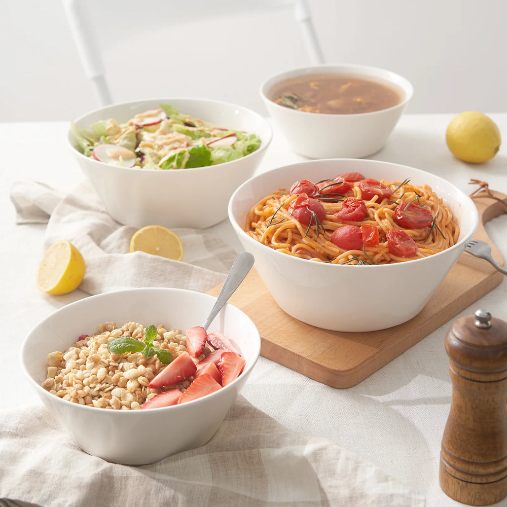 Wedding White Porcelain Ramen Bowls - Set of 4