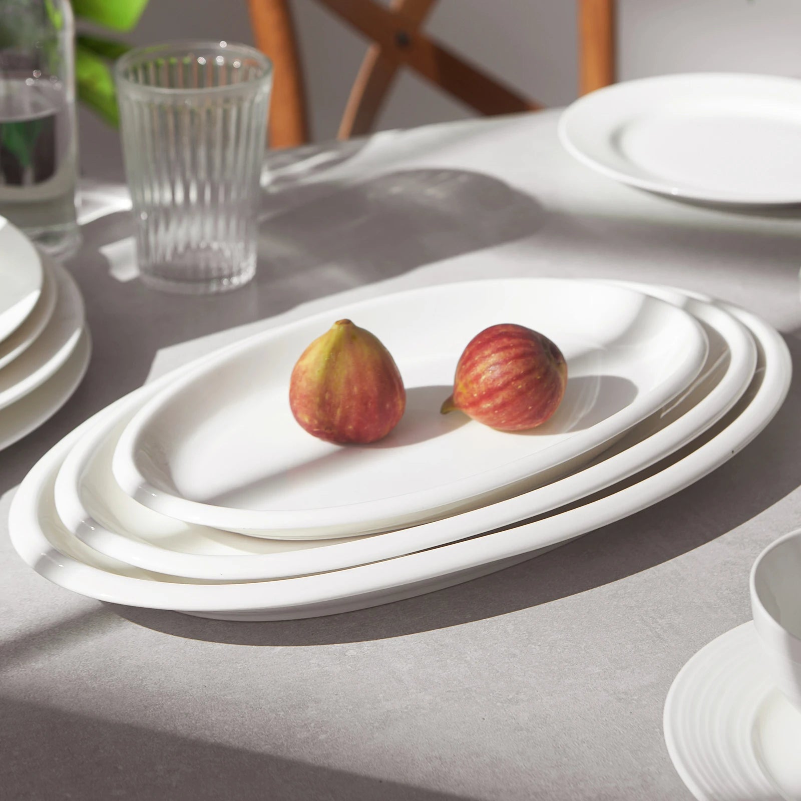 Wedding White Porcelain Serving Platters - Set of 3 - Thumbnail 5