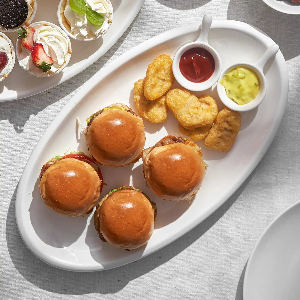 Wedding White Porcelain Serving Platters - Set of 3 - Dinnerware