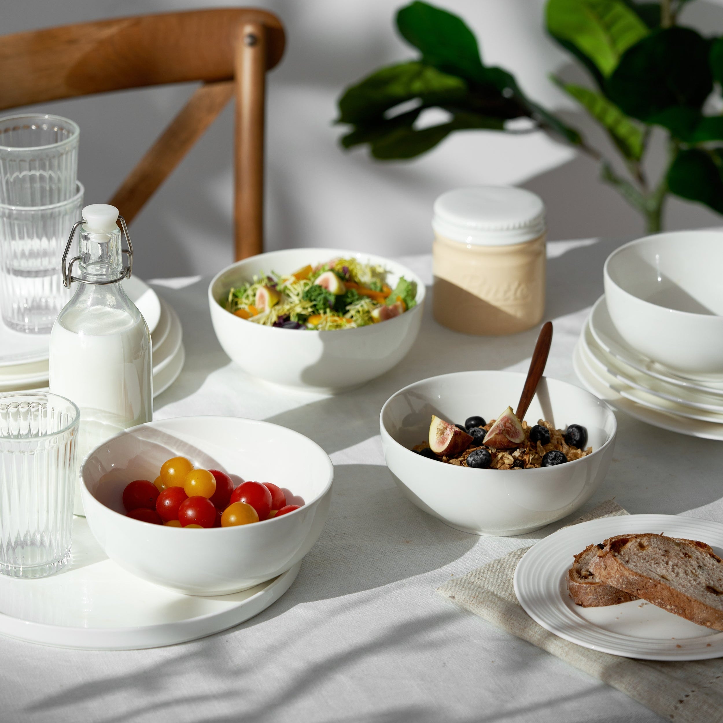 Wedding White Porcelain Ramen Bowls - Set of 4 - Thumbnail 2