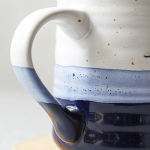 Blue Ceramic Coffee Mugs Handle detail,Two blue colors