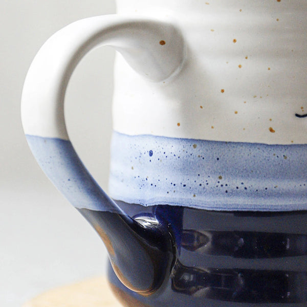 Blue Ceramic Coffee Mugs Handle detail,Two blue colors