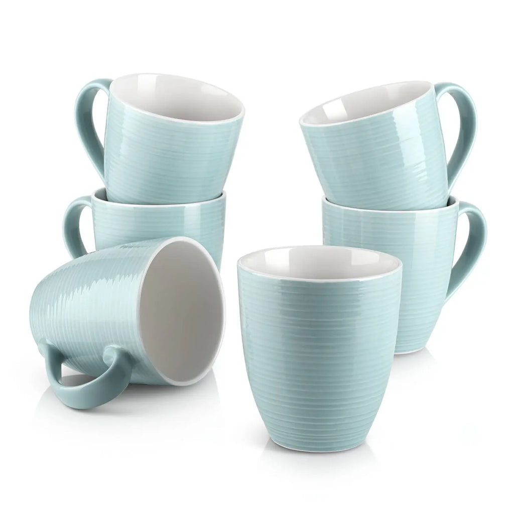 MECOWON 30 OZ Porcelain Coffee Mugs, Set of 2 Large Mugs for Soup, Cereal  and Salad (Teal (bluish - green))