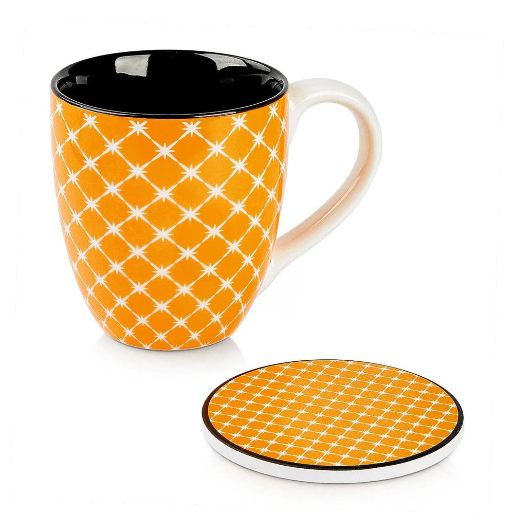 19 oz Large Porcelain Mug with Coaster Cocoa