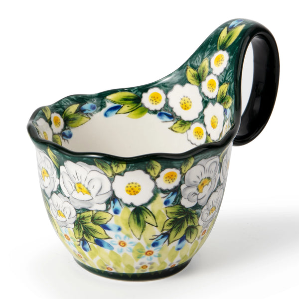 Lavender Polish Floral Soup Bowl with Handle - Set of 1