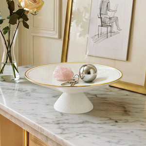 Gold Rim Footed Decorative Bowl - Set of 1