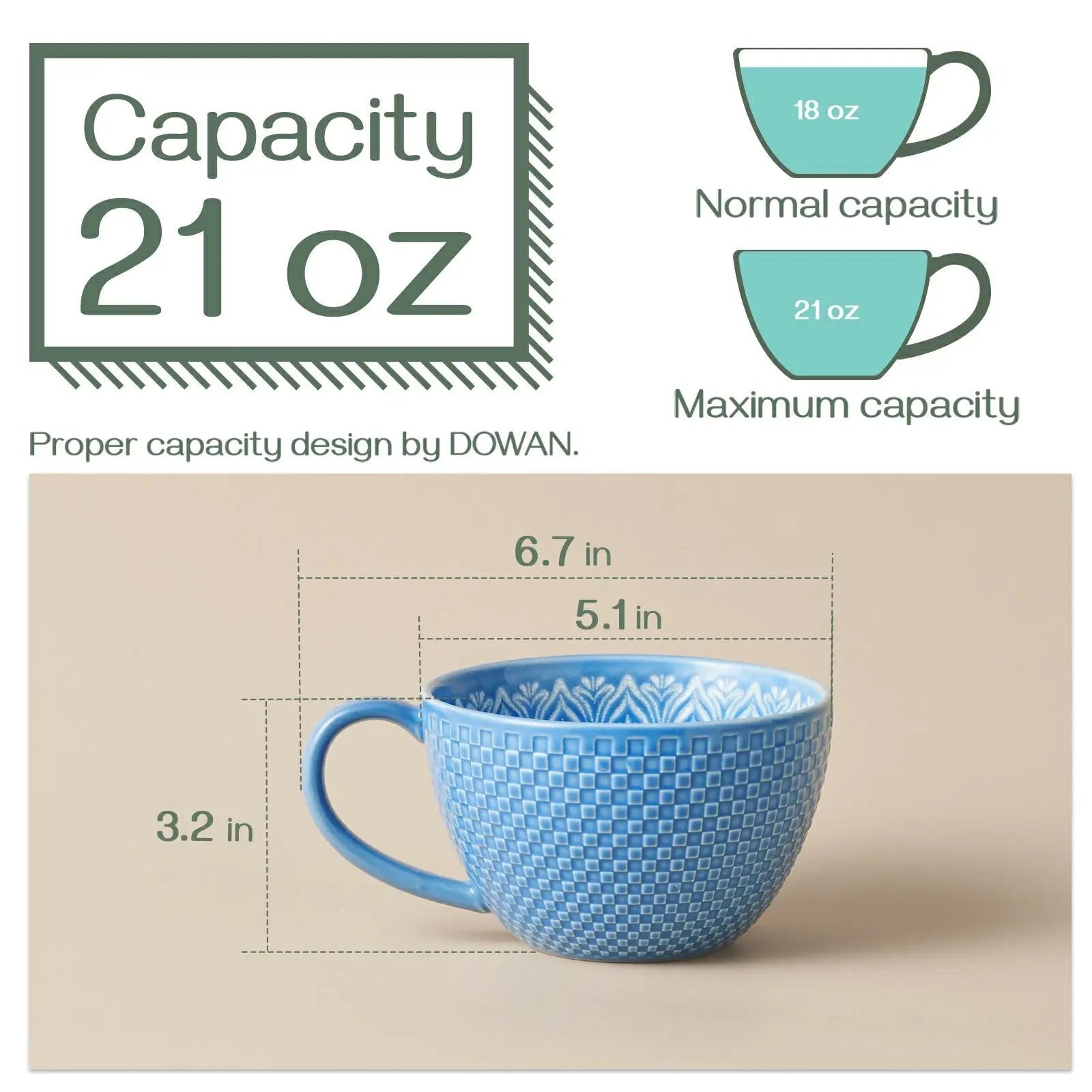 21 oz Colorful Coffee Mugs - Set of 4