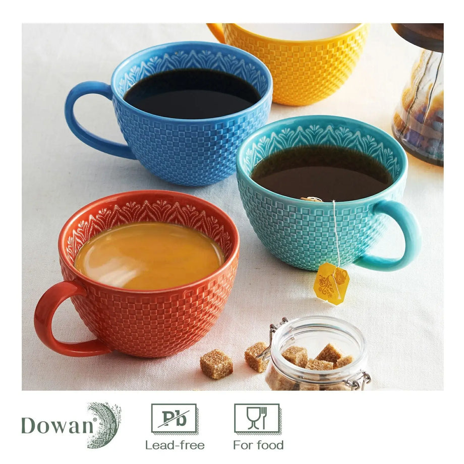 Large Colorful Coffee Mugs - Set of 4 - Dowan – Dowan®