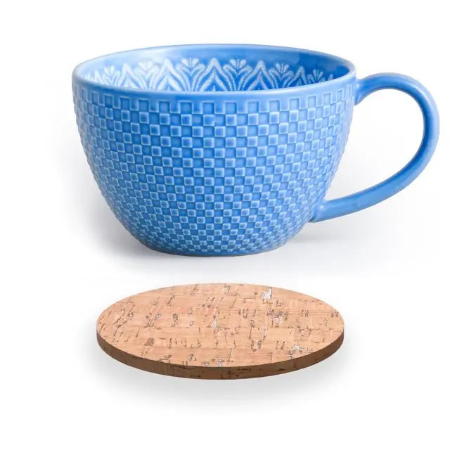 21 oz Large Ceramic Coffee Mug with Coaster