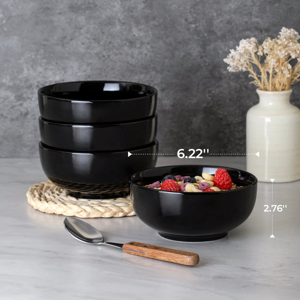 Black Soup and Cereal Bowls - Set of 4
