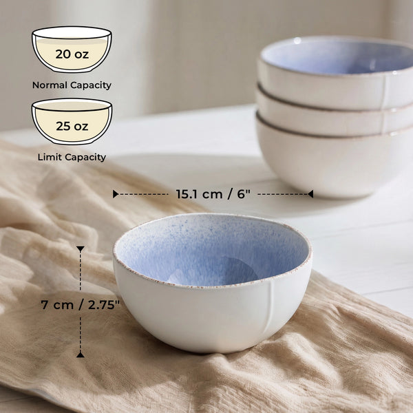 Caymere 6-Inch Coastal Blue Soup Bowls - Set of 4