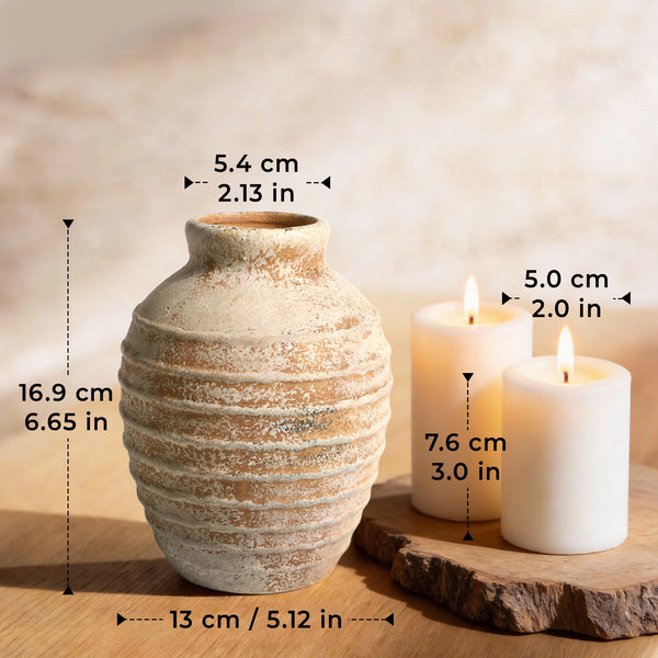 Distressed Embossed Jar Vase - Set of 1