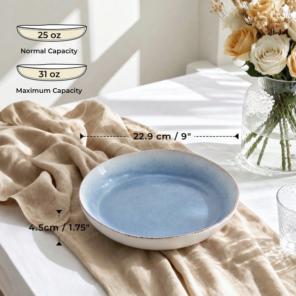 Caymere 9-Inch Coastal Blue Fruit Bowls - Set of 4