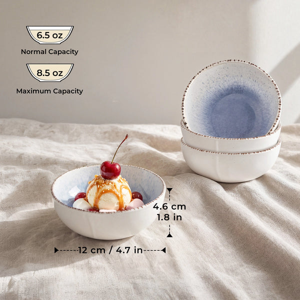 Caymere 4.7-Inch Coastal Blue Dessert Bowls - Set of 4