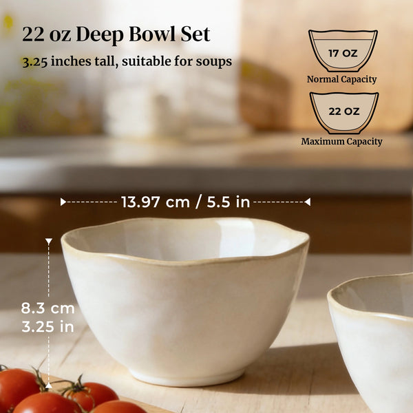 Ripple Reactive Glaze Soup Bowls - Set of 4