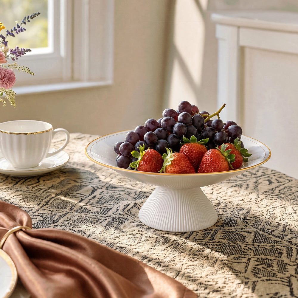 Gold Rim Footed Decorative Bowl - Set of 1