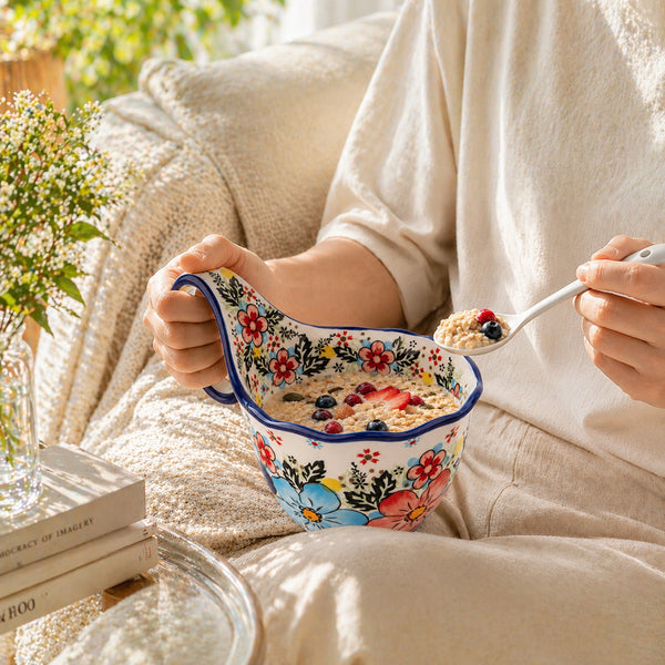 Polish Floral Soup Bowl with Handle - Set of 1