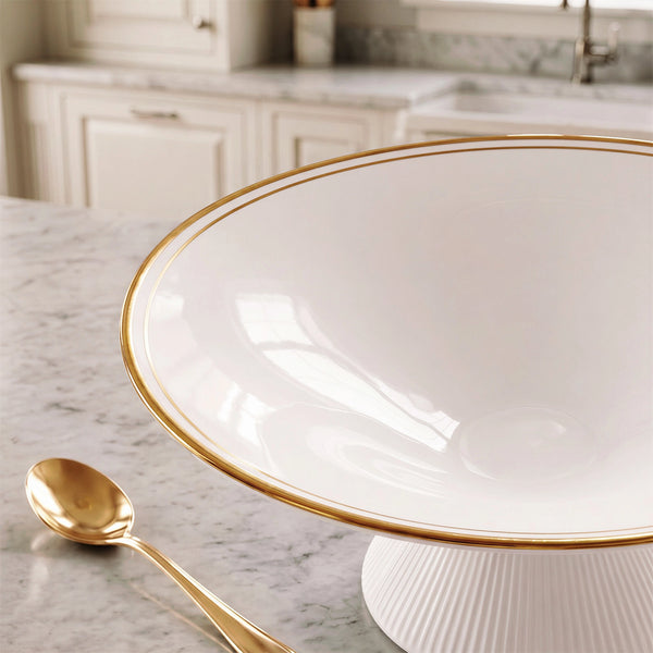 Gold Rim Footed Decorative Bowl - Set of 1